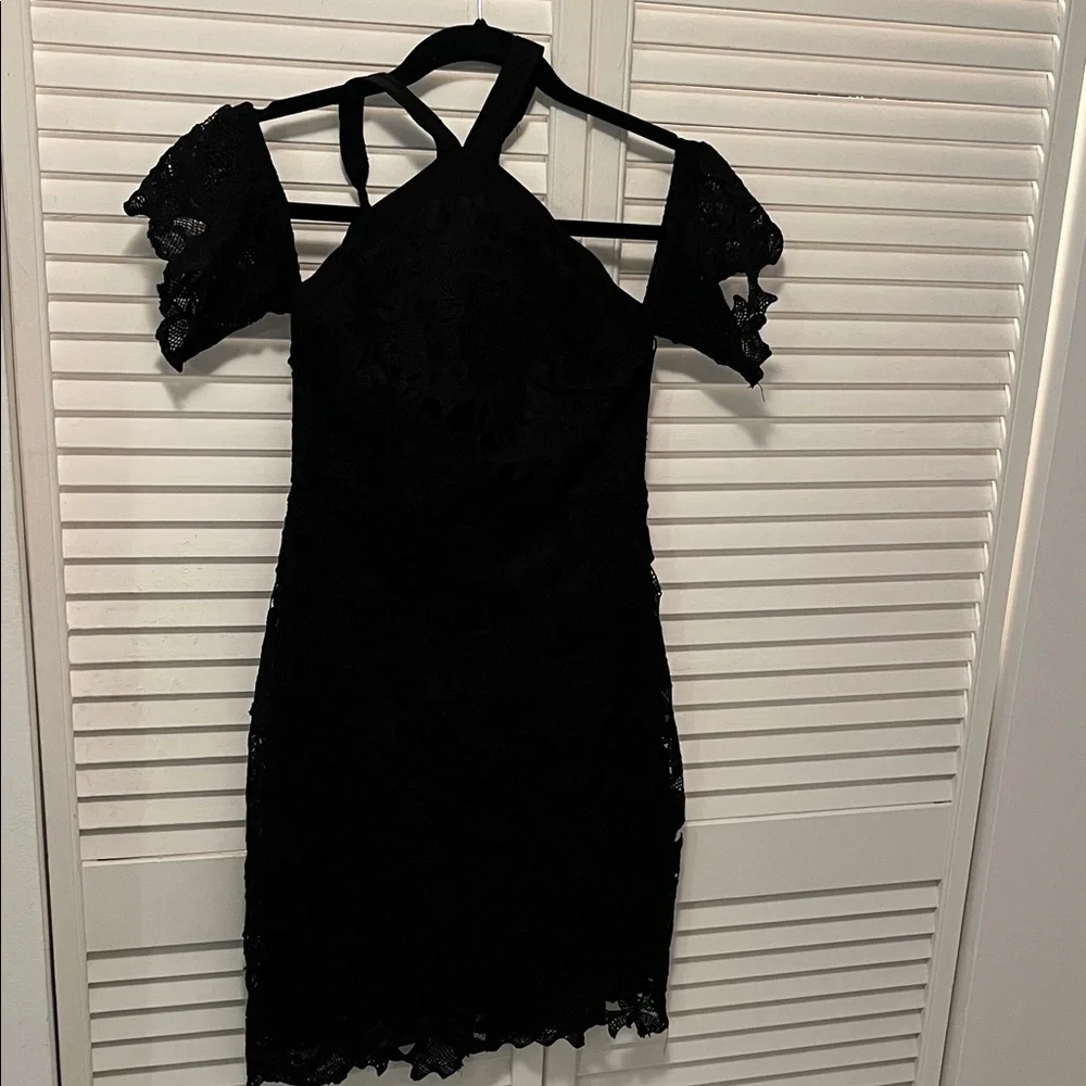 Lush Black Lace Mini Dress S - Picture 1 of 7